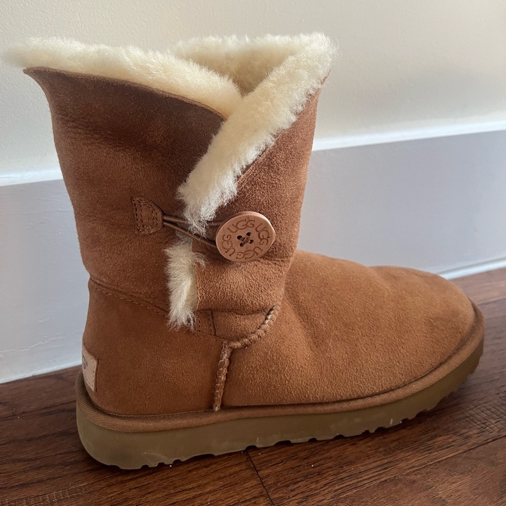 UGG Brown Ankle Boots with Button Detail